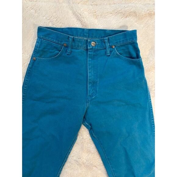 Vintage 1980s Cyan Blue High Rise Wrangler Jeans - Picture 1 of 6